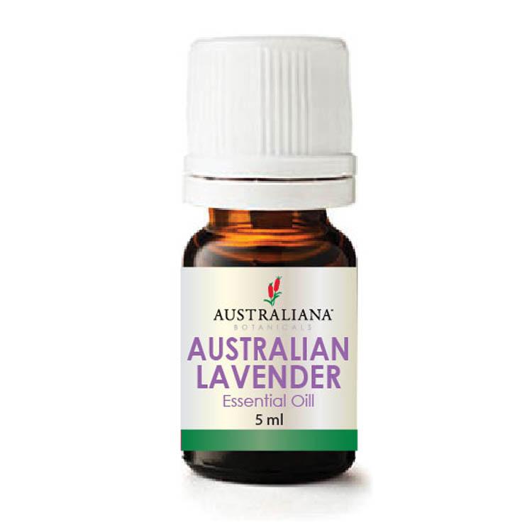 Bottle of Australian lavender essential oils 5 ml branded Australiana Botanicals.